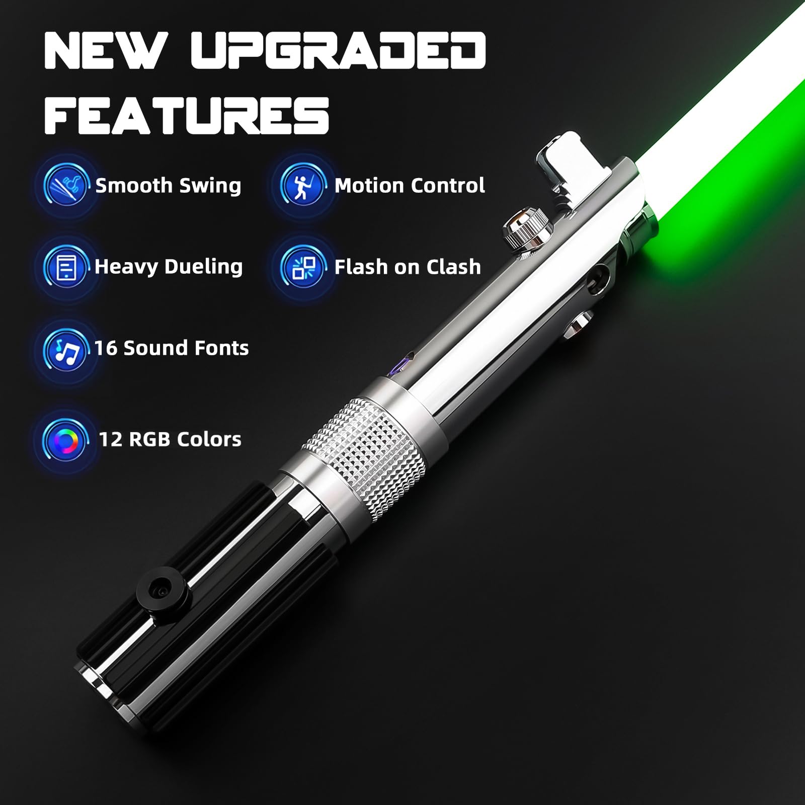 Saberforms Dueling Lightsaber with 12 RGB Colors, 16 Sound Fonts, and Motion Control, Force FX Lightsabers with Premium Metal Hilt and Replaceable Blade, Lightsaber for Adults and Kids