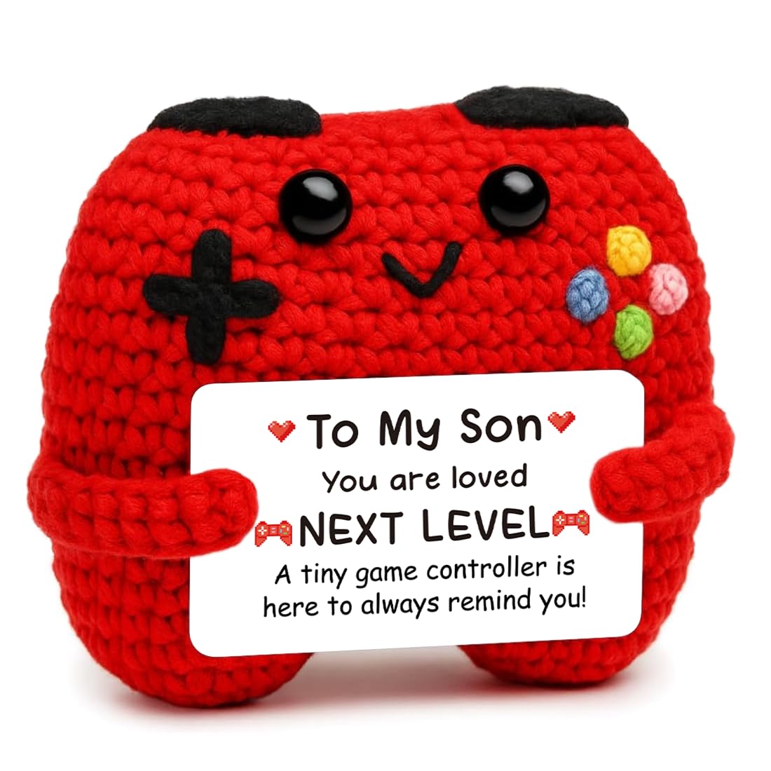 HUKUMA Gehäkelter Gamecontroller, EIN Gamer altert Nicht er levelt, Geschenk zum Geburtstag für Zocker, Pocket Hug Positive Plüsch,Lustige Kleines Geburtstagsgeschenk für Jungen, Nerds und Mädchen