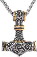 Thor Hammer Anhänger, Wikinger Kette für Herren, Keltischer Knoten, 60cm Kette