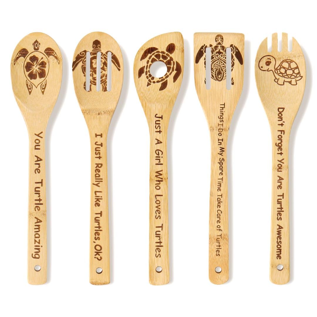 Engraved Wooden Spoon Set of 5 – Funny Harry Gifts Cooking Spoons, Kitchen Utensils for Cooking, Housewarming Gift, Harry Christmas Gifts for Women or Men (Kitchen/Decor)