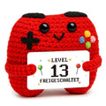 HUKUMA Gehäkelter Gamecontroller, EIN Gamer altert Nicht er levelt, Geschenk zum Geburtstag für Zocker, Pocket Hug Positive Plüsch,Lustige Kleines Geburtstagsgeschenk für Jungen, Nerds und Mädchen