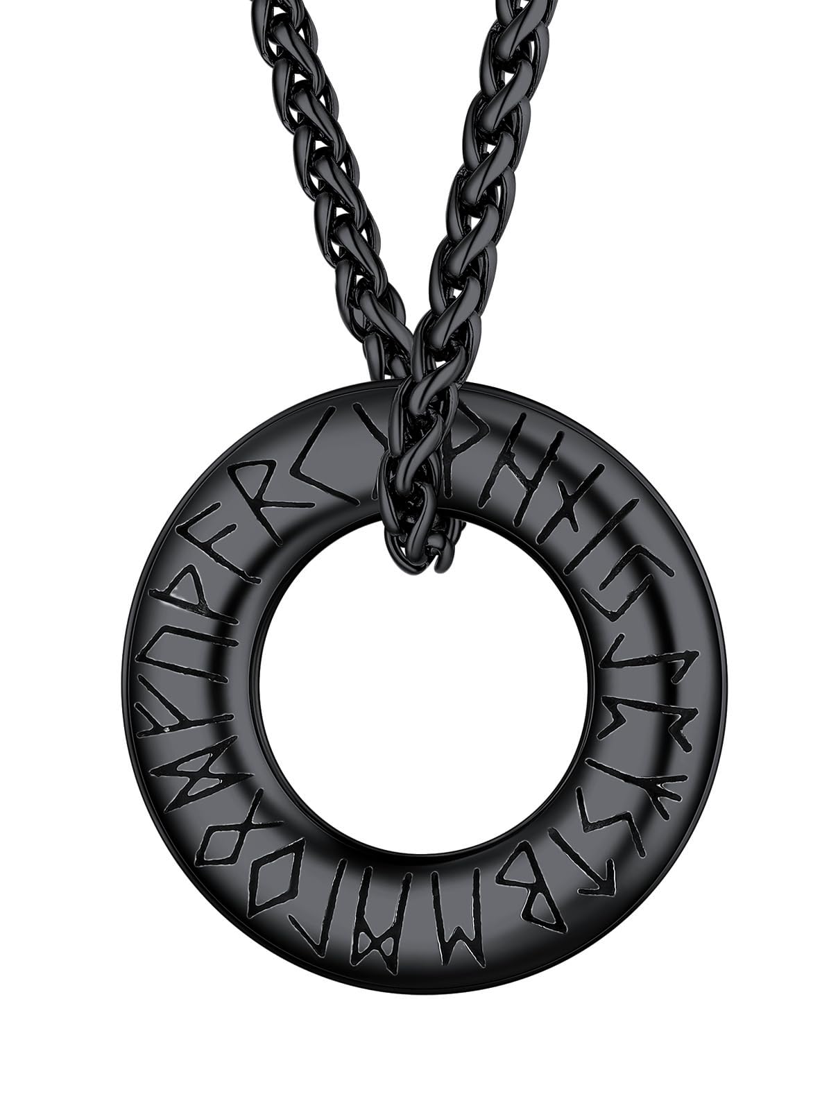 FaithHeart Lederkette Herren Damen Leder Halskette Männer Kette mit Runen Anhänger Edelstahl Lederband mit Mobius Rund/Dreieck/Unendlichkeit Kunstleder Lederhalsband verstellbar Wikinger Schmuck