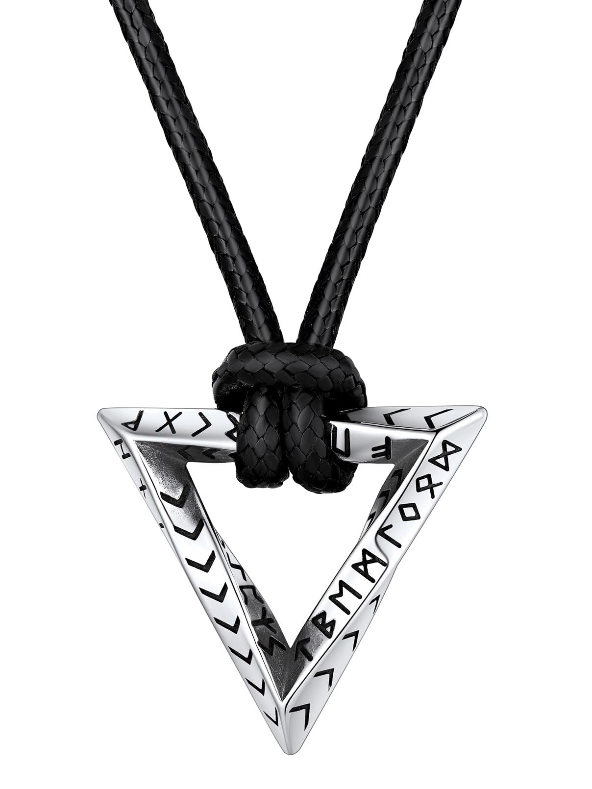 FaithHeart Lederkette Herren Damen Leder Halskette Männer Kette mit Runen Anhänger Edelstahl Lederband mit Mobius Rund/Dreieck/Unendlichkeit Kunstleder Lederhalsband verstellbar Wikinger Schmuck