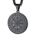 FaithHeart Wikingerhalskette für Herren, Vegvisir-Kompass, Edelstahl, Kette 55 + 5 cm, nordischer Mythologie-Schmuck