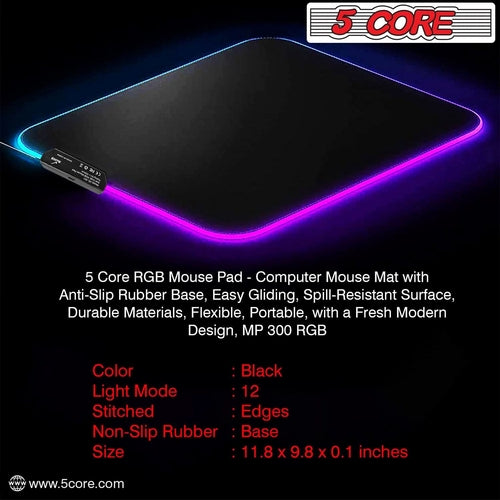 5Core RGB Gaming Mouse Pad - 12 Lighting Effects for Your Gaming Setup