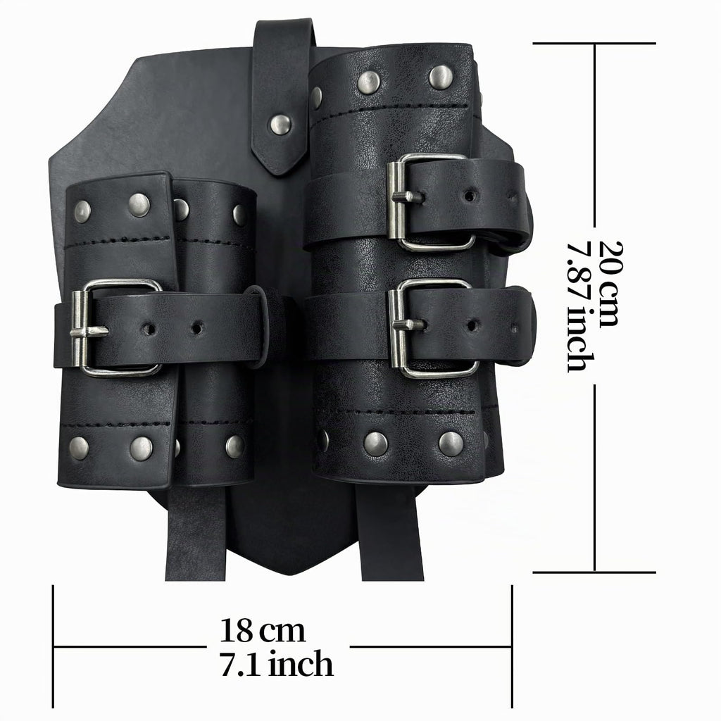 HiiFeuer Mittelalter Kunstleder Doppeltes Rückenschwert Frosch, Vintage Mercenary Verstellbares Schwertholster, Mittelalter Fantasy Rückenschwert Holster für LARP Kostüm