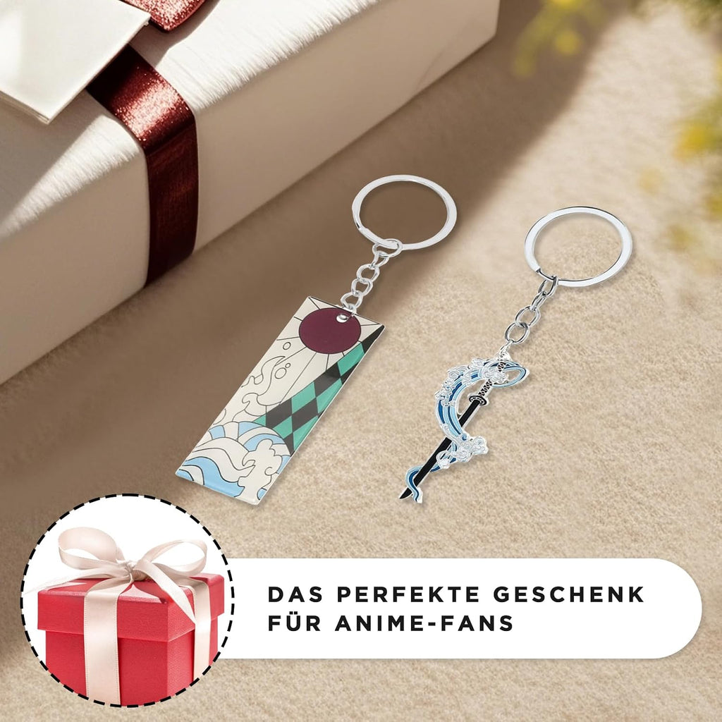 AHEJIOO 2 Stück Demon Slayer Schlüsselanhänger, Demon Hunter Katana, Anime Schlüsselanhänger Personalisiert Deamon Slayer, Geeignet Für Kleidung, Taschen, Key chain Als Dekoration Oder Als Geschenk