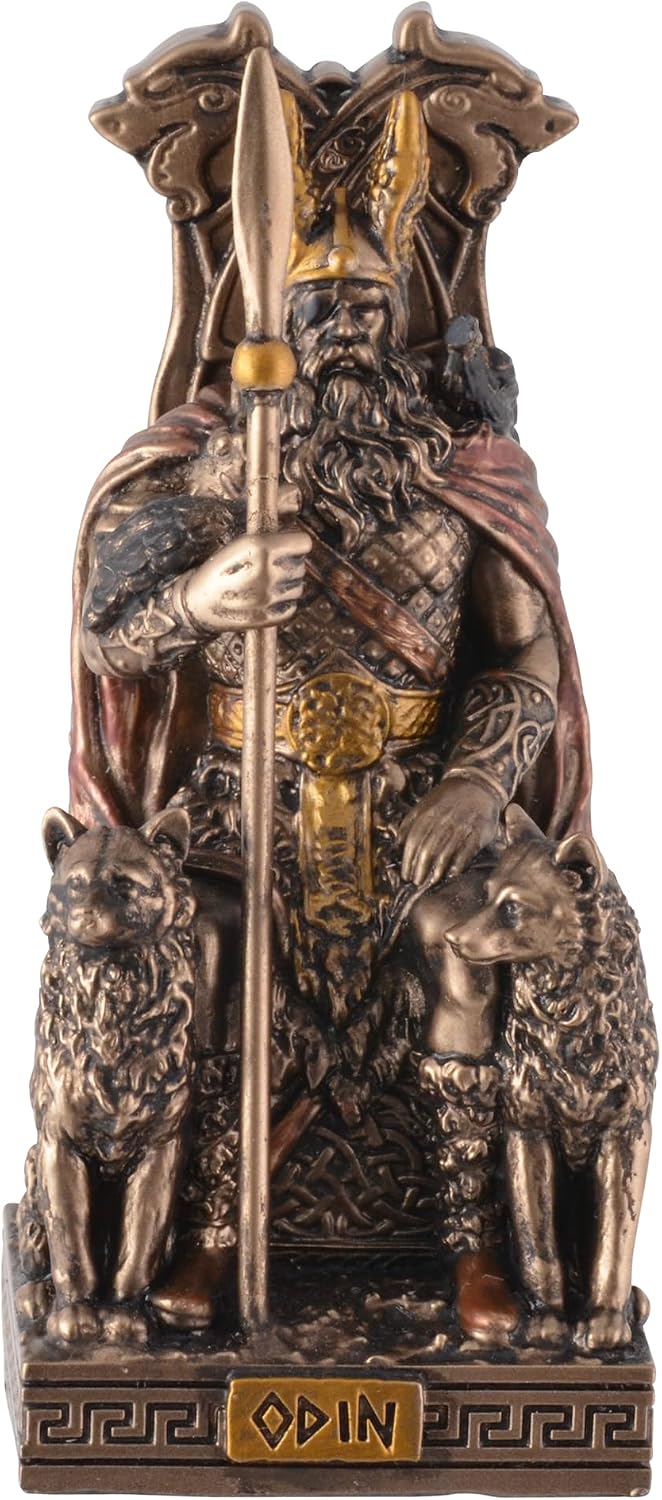 VOGLER Joh. Vogler GmbH Germanischer Gott Odin auf dem Thron, aus Kunststein, mit Bronzefarbe von Künstlerhand bemalt, by Veronese