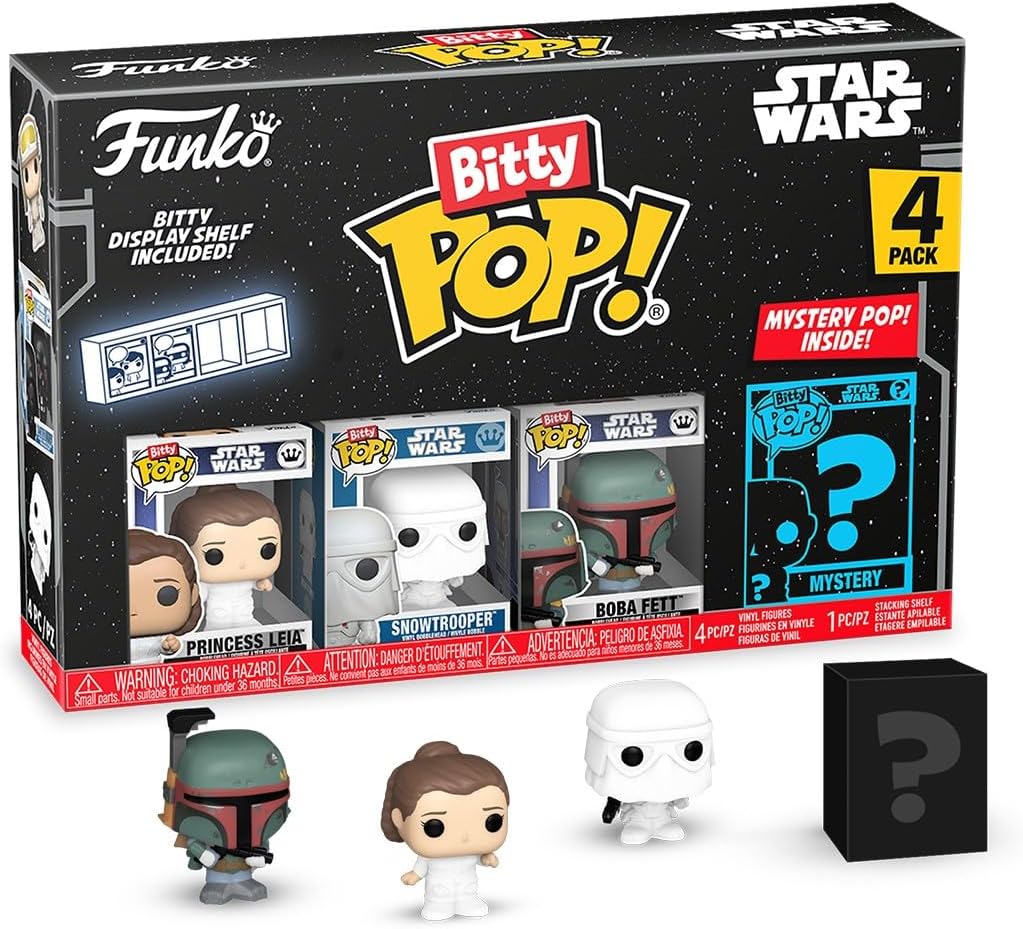 Funko Bitty Pop! SW - Leia 4pkund eine Überraschungs-Mini-Figur - 0.9 Inch (2.2 cm) - Star Wars Sammlerstück Stapelbares Display-Regal Inklusive - Geschenkidee Party-Tüten-Strumpf