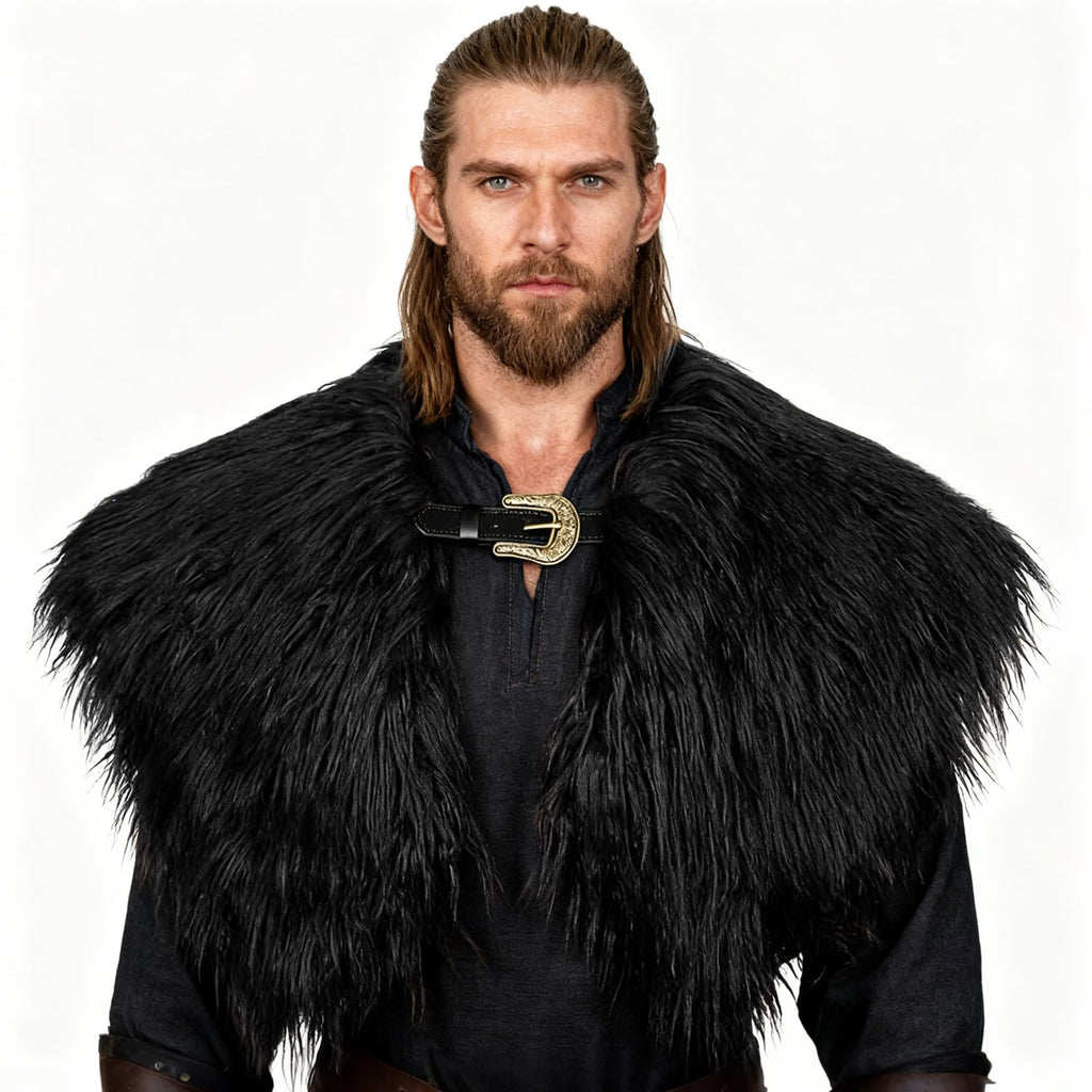 keland Viking Kunstfell Kragen für Männer Schal Capelet Wrap Kostüm Accessoire