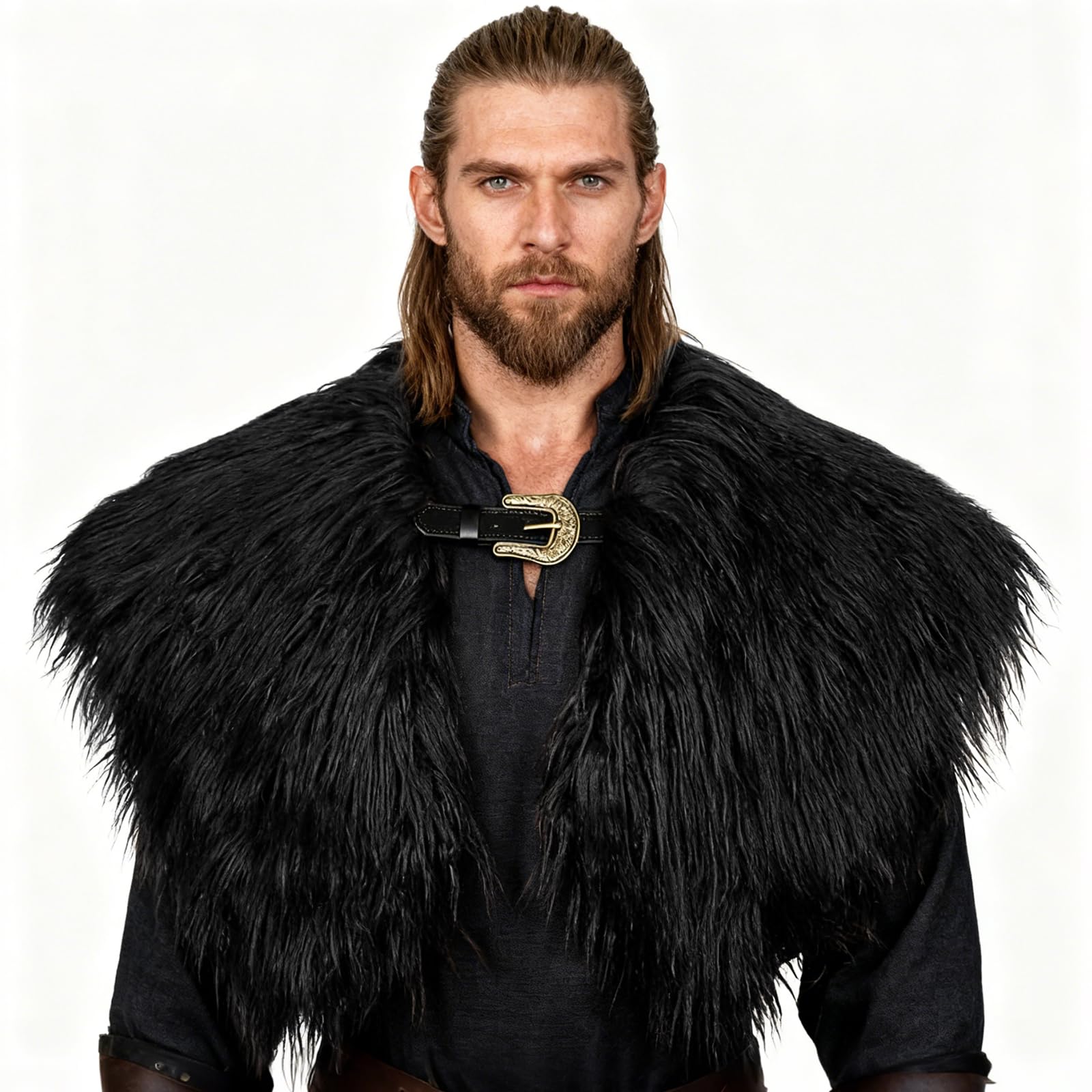 keland Viking Kunstfell Kragen für Männer Schal Capelet Wrap Kostüm Accessoire