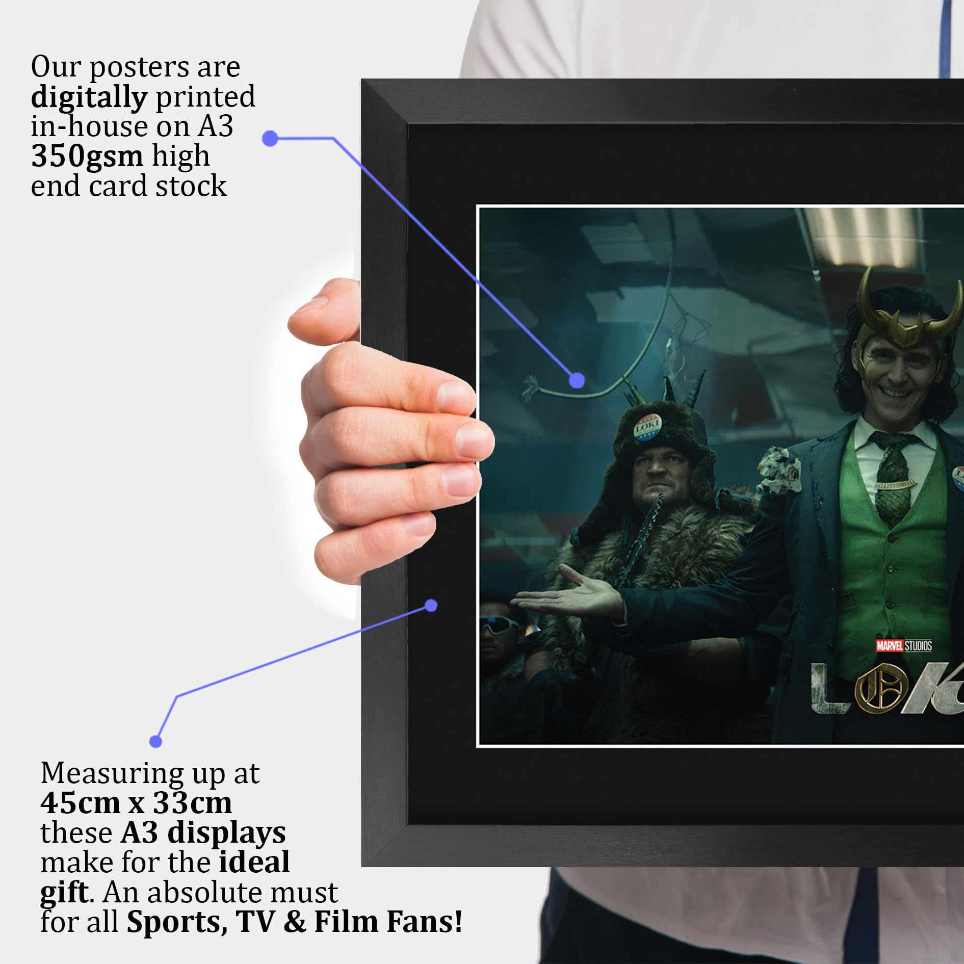 HWC Trading Loki Geschenke Gedrucktes Signiertes Autogramm Foto für Fans von Fernsehn Memorabilien - A3 Gerahmt