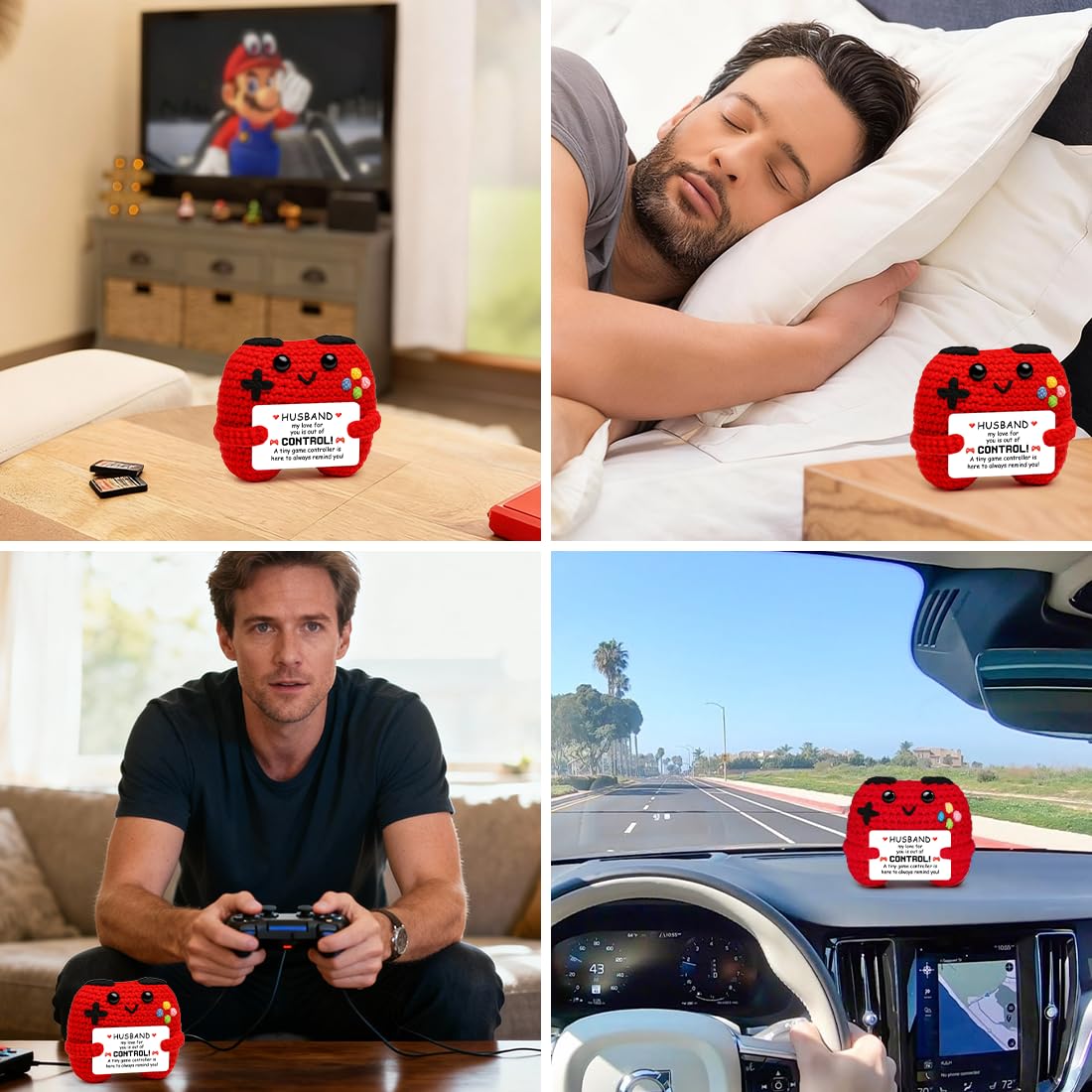 HUKUMA Gehäkelter Gamecontroller, EIN Gamer altert Nicht er levelt, Geschenk zum Geburtstag für Zocker, Pocket Hug Positive Plüsch,Lustige Kleines Geburtstagsgeschenk für Jungen, Nerds und Mädchen