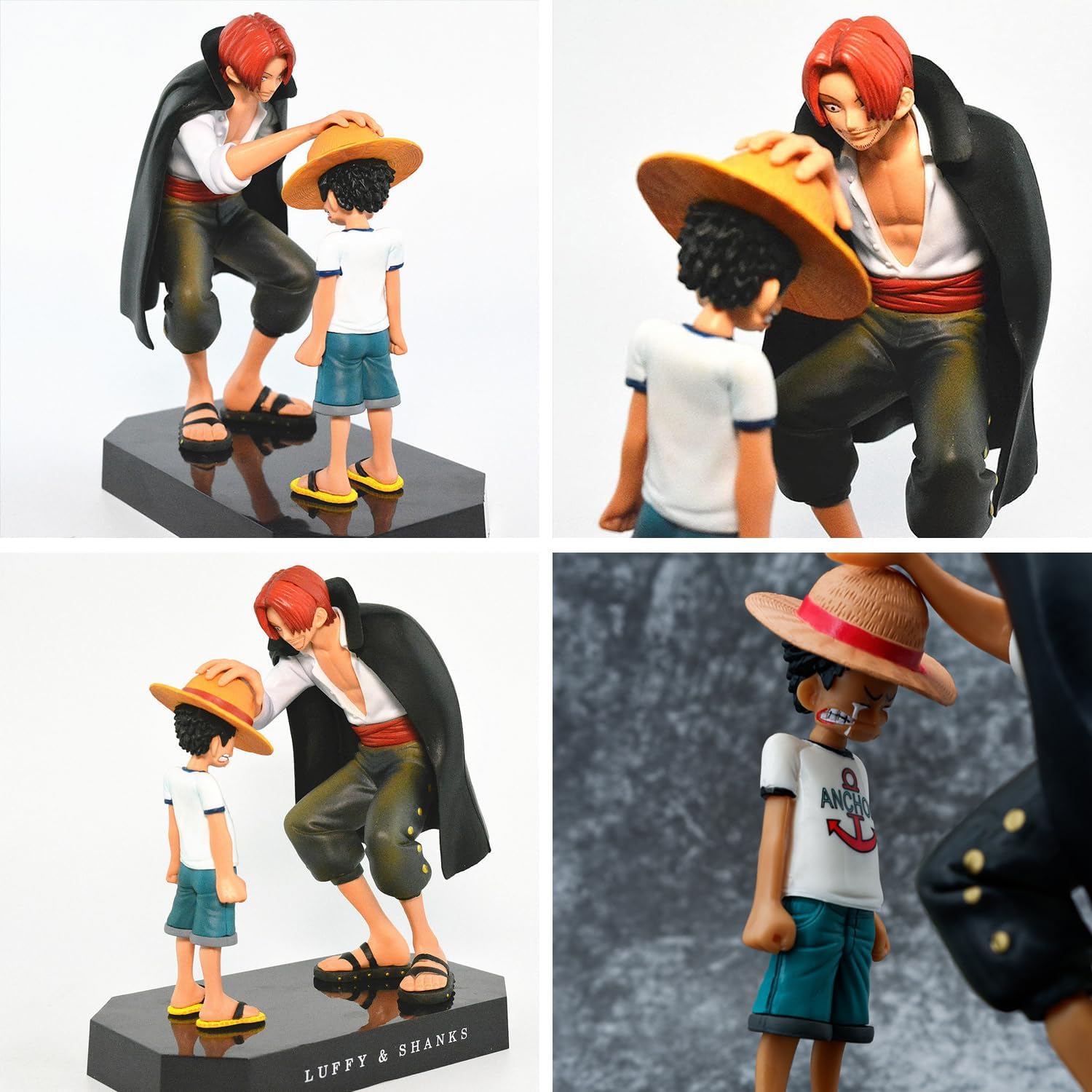 Powmag One-Piece Luffy and Shanks Figures, 18cm PVC Character Model Action Figure Collectibles Ornaments Statue Desktop Decoration