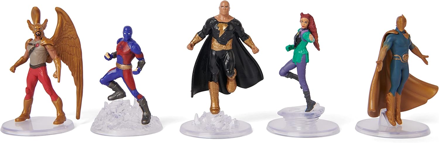 DC Comics, Black Adam Justice Society 5-Pack, 2-inch Action Figures with Stand, Black Adam Movie Collectible Kids Toys, for Ages 3 and Up
