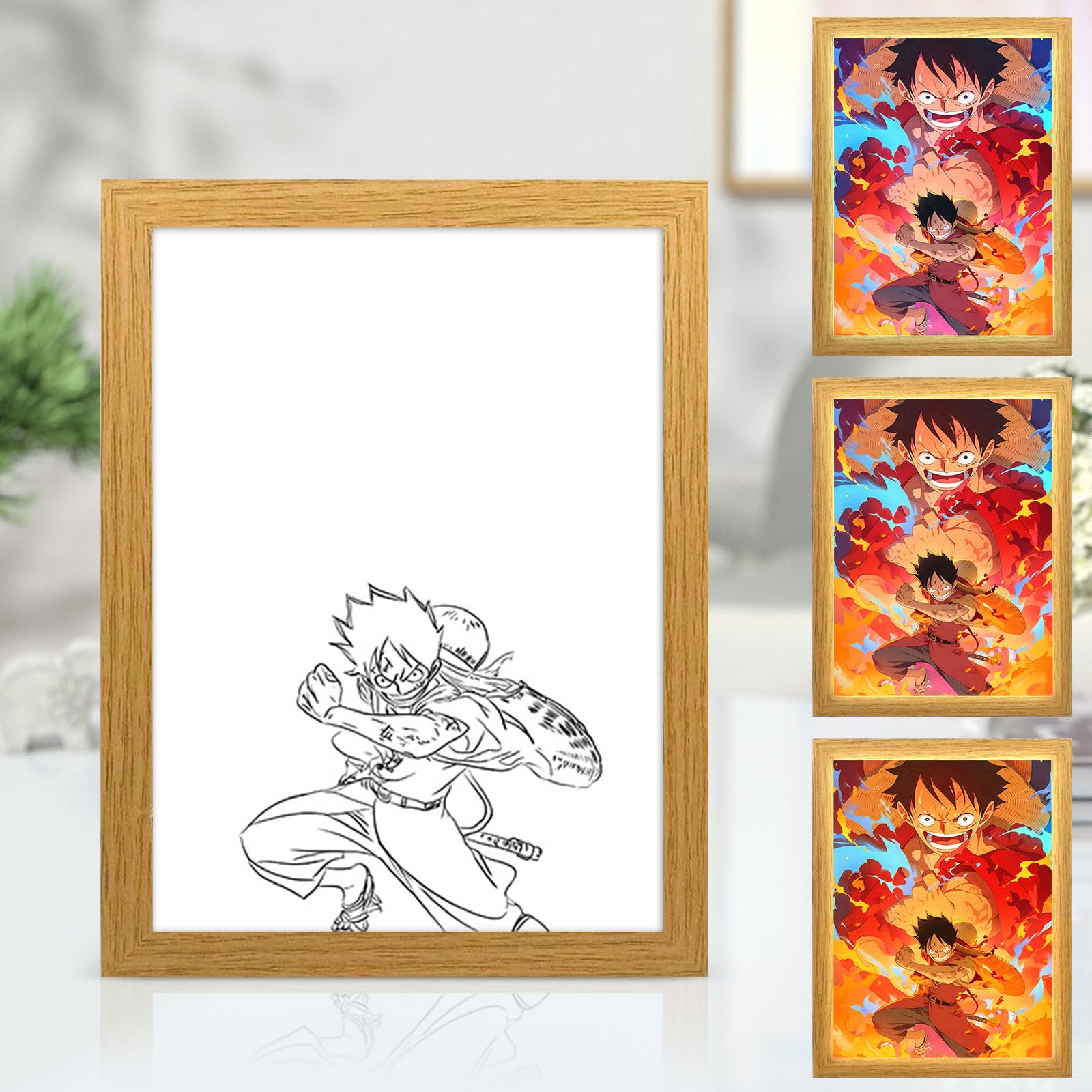 Bocguy Japanischer Anime Juju inspirierte beleuchtete Gemälde, LED Wandkunst Dekor,Jujutsu Kaisen Manga, LED Desktop-Rahmen für Heimdekoration,Kreatives Schlafzimmer und Geschenk
