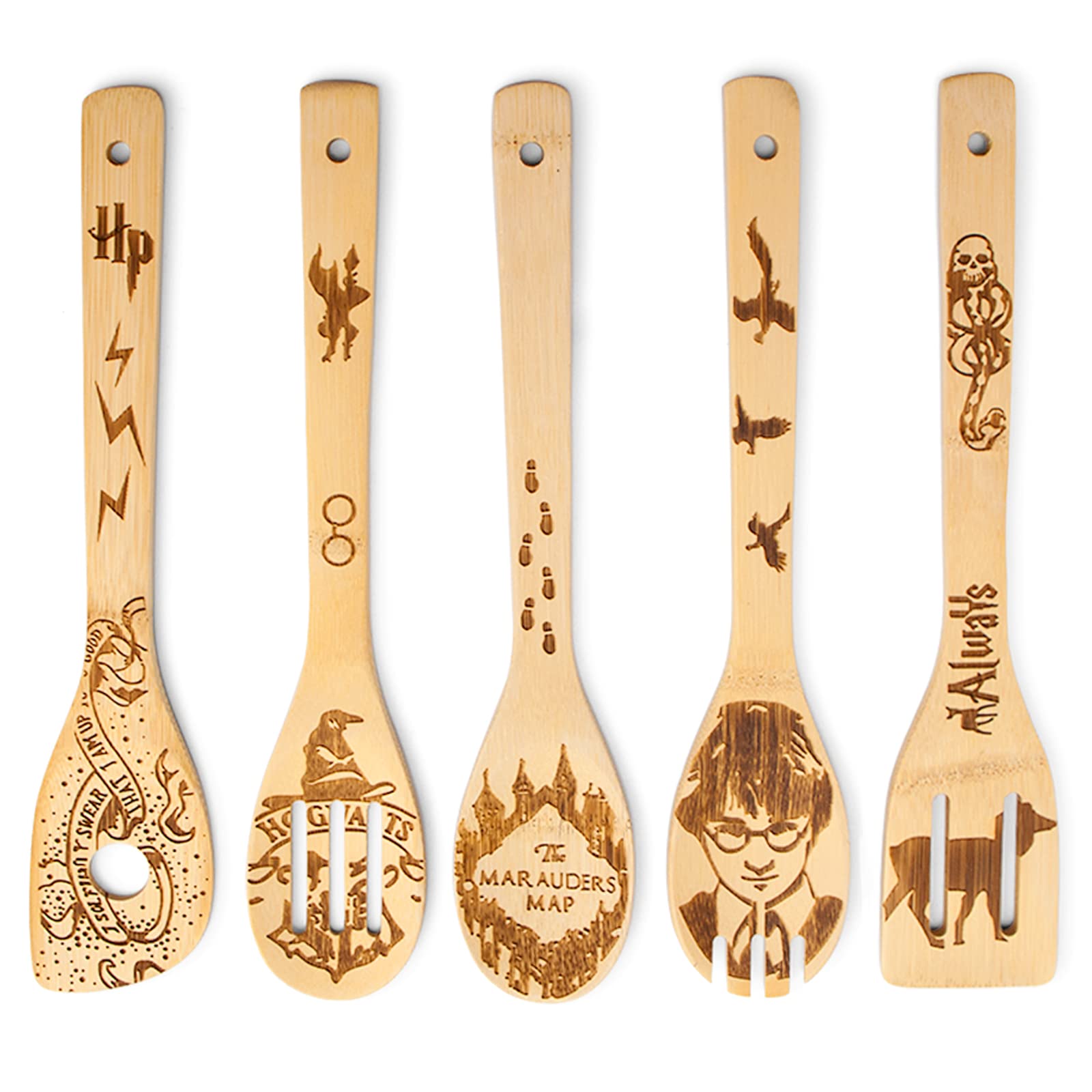 Engraved Wooden Spoon Set of 5 – Funny Harry Gifts Cooking Spoons, Kitchen Utensils for Cooking, Housewarming Gift, Harry Christmas Gifts for Women or Men (Kitchen/Decor)