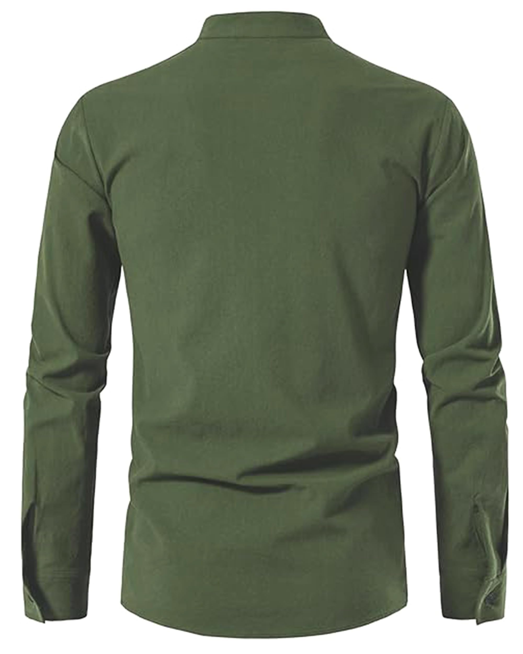LUYANA Leinenhemd Herren Langarm Freizeithemd Ghillie Kilt Shirt