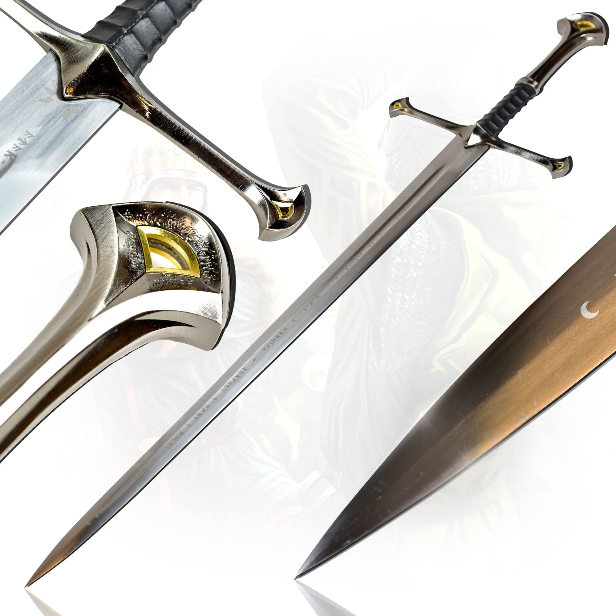 Der Herr der Ringe - LOTR Schwert, Filmschwert, echt, aus Stahl, Der Hobbit, Zauberer Merch, Aragorn Sword, Deko für Sammler und als Geschenk