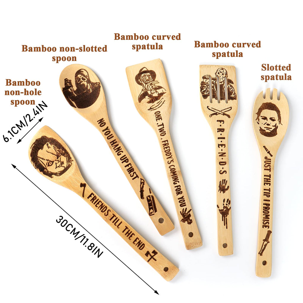 Gravierte Holzlöffel-Set mit 5 – Lustige Harry Geschenke Kochlöffel, Küchenutensilien zum Kochen, Einweihungsgeschenk, Harry Weihnachten Geschenke für Frauen oder Männer (Küche/Deko)