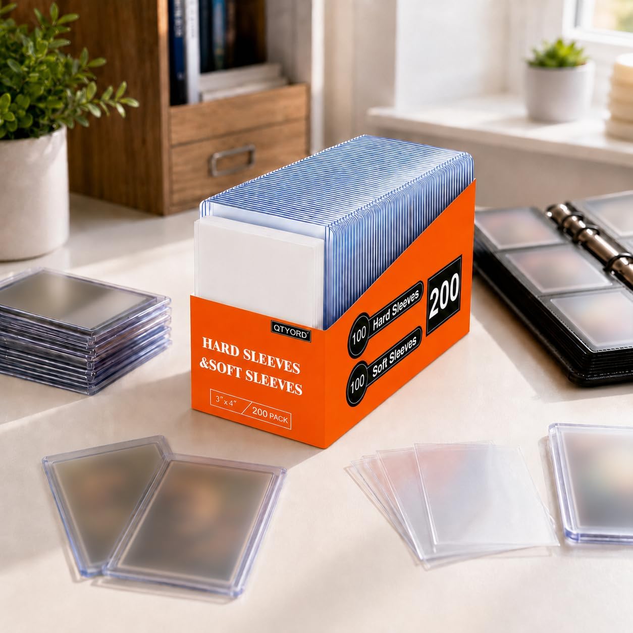 400 Stück Card Sleeves, 3"X4" Hartkartenhüllen, Sammelkartenhüllen passend für MTG, Sammelkarten, Sportkarten (200 Top Loads + 200 Transparente Kartenhüllen)