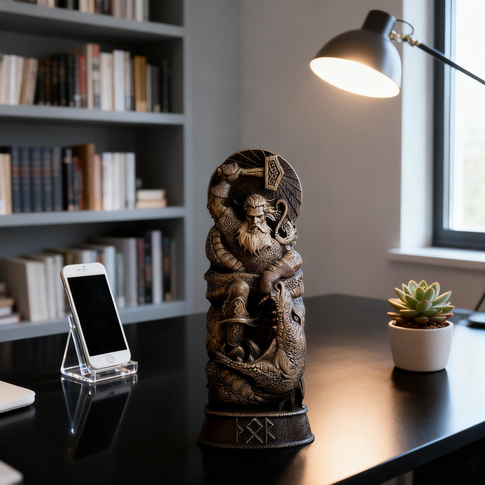 Nordischer Gott Harz Statue, Harz Griechischer Gott Skulptur,22 X 9 cm Nordische Götter Wikinger Deko Statue, für Zuhause Weinschrank Regal Bücherregal (Odin)