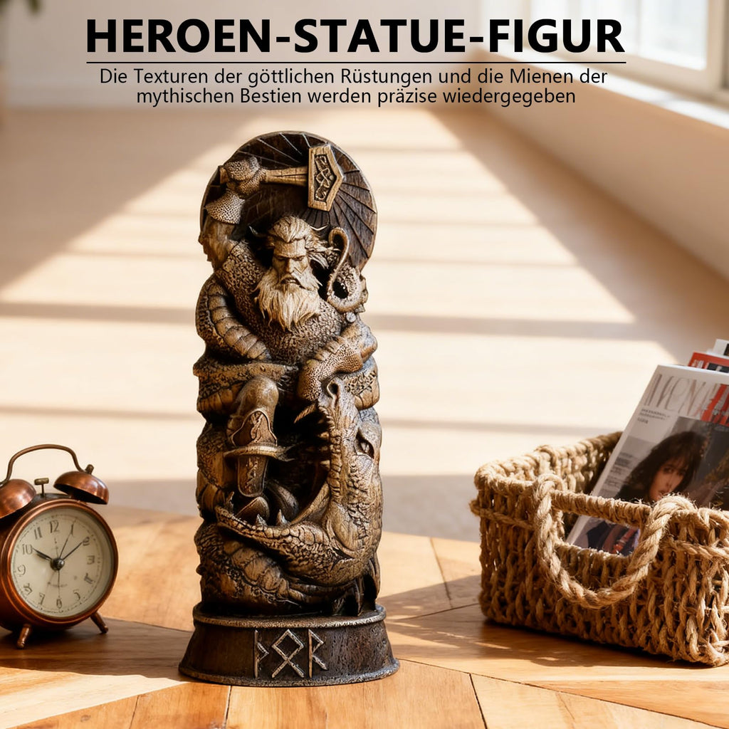 Nordischer Gott Harz Statue, Harz Griechischer Gott Skulptur,22 X 9 cm Nordische Götter Wikinger Deko Statue, für Zuhause Weinschrank Regal Bücherregal (Odin)