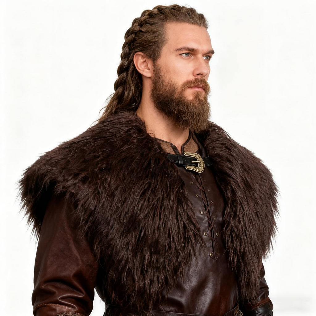 keland Viking Kunstfell Kragen für Männer Schal Capelet Wrap Kostüm Accessoire