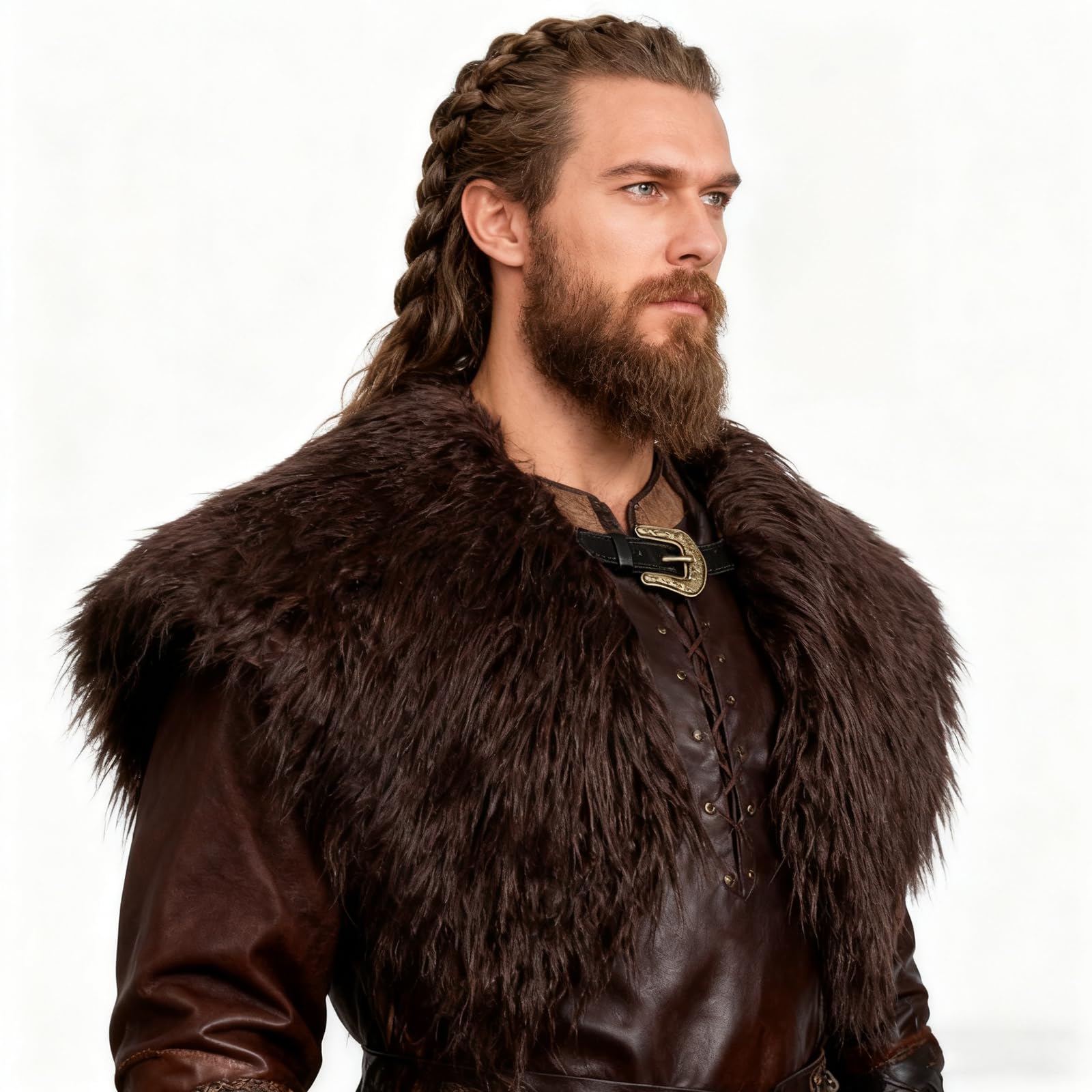 keland Viking Kunstfell Kragen für Männer Schal Capelet Wrap Kostüm Accessoire