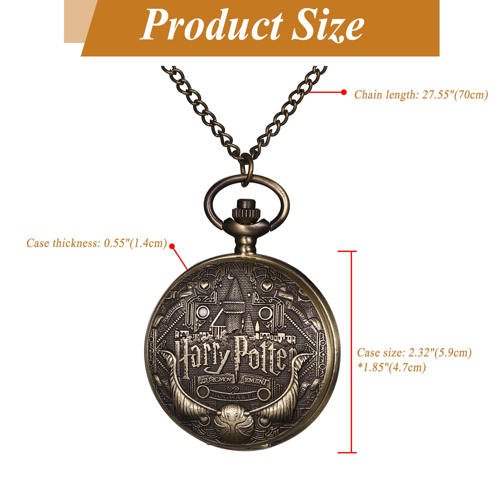 JewelryWe Taschenuhr Herren Damen Vintage: Retro Analog Quarz Kettenuhr Uhr Umhängeuhr mit Halskette Kette Pocket Watch Bronze Unisex Geschenk