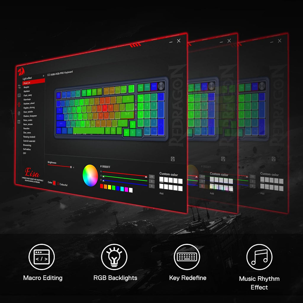 Redragon K686 PRO SE Anime Gasket Gaming Tastatur RGB 3 Modus 98 Tasten | Hot Swap Sockel Drehknopfsteuerung Geräuschdämpfende Pads Custom Hi Fi Linear