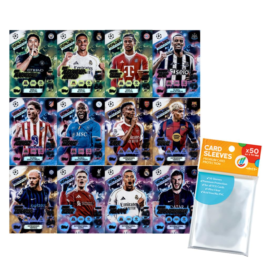 Bundle mit Topps Match Attax Champions League 2025/26 Trading Cards + Exklusive Collect-it Hüllen (Alle 4 Ball Master Karten)
