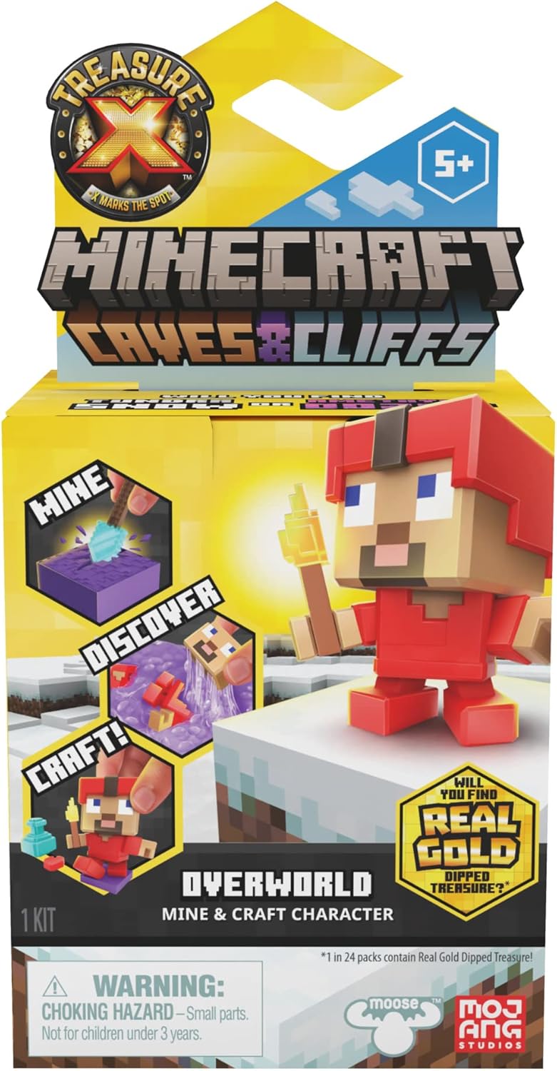 Treasure X 41675 Caves & Cliffs.Overworld Minecraft, Entdecken Sie 10 Levels of Adventure & 12 Mine & Craft Charaktere zum Sammeln!Werden Sie den echten Gold getauchten Schatz Finden, Mehrfarbig