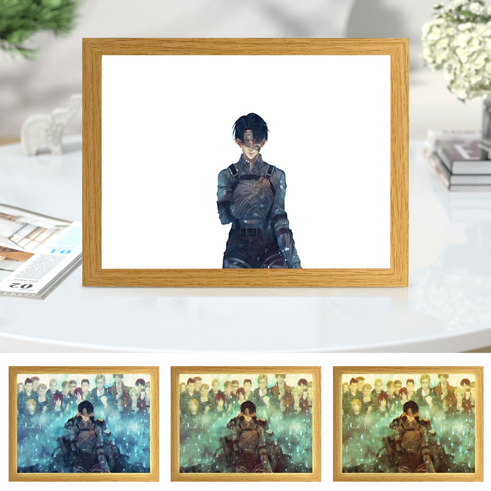 Bocguy Japanischer Anime Juju inspirierte beleuchtete Gemälde, LED Wandkunst Dekor,Jujutsu Kaisen Manga, LED Desktop-Rahmen für Heimdekoration,Kreatives Schlafzimmer und Geschenk