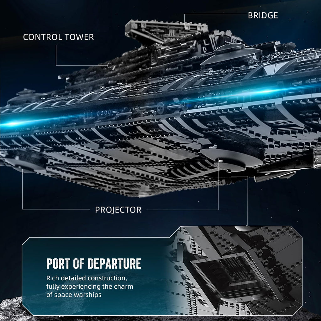 13135 Imperial Sternenzerstörer Spielzeug mit 3 Mini-Raumschiffen,11885 Klemmbausteine Technik Sternenzerstörer, Sammlerstück für Erwachsene,kompatibel mit UCS Super Star Destroyer