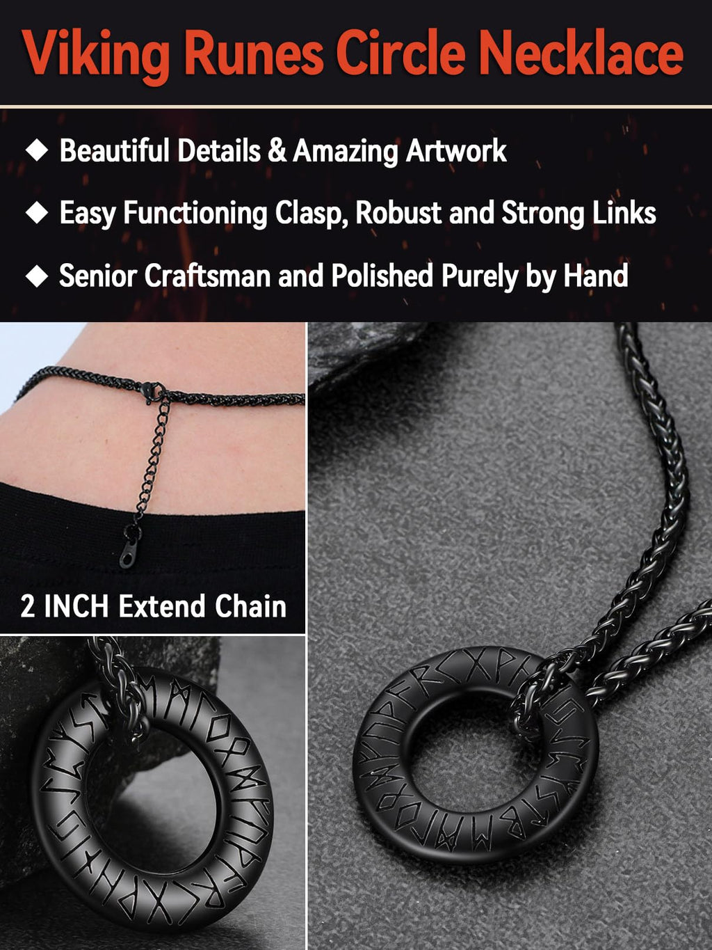 FaithHeart Lederkette Herren Damen Leder Halskette Männer Kette mit Runen Anhänger Edelstahl Lederband mit Mobius Rund/Dreieck/Unendlichkeit Kunstleder Lederhalsband verstellbar Wikinger Schmuck