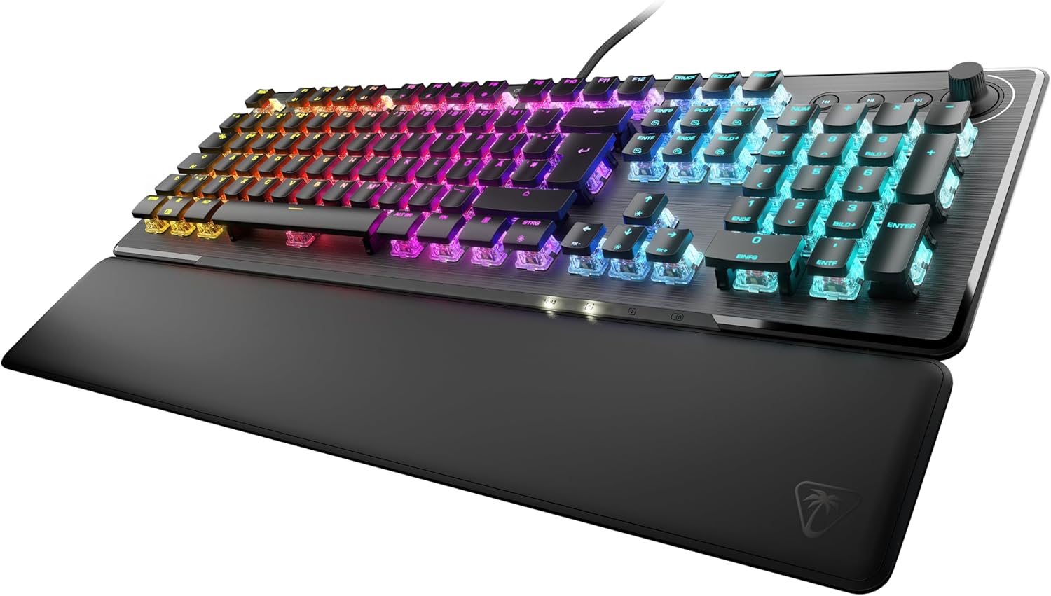 Turtle Beach Vulcan II Tactile mechanische RGB-Gaming-Tastatur DE Layout | Schwarz, TITAN-Mechanikschalter, RGB-Tasten, abnehmbare Handballenauflage, Mediensteuerung, Aluminiumplatte, Ziffernblock