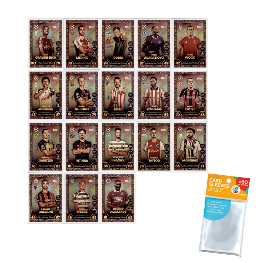 Bundle mit Topps Match Attax Champions League 2025/26 Trading Cards + Exklusive Collect-it Hüllen (Alle 4 Ball Master Karten)