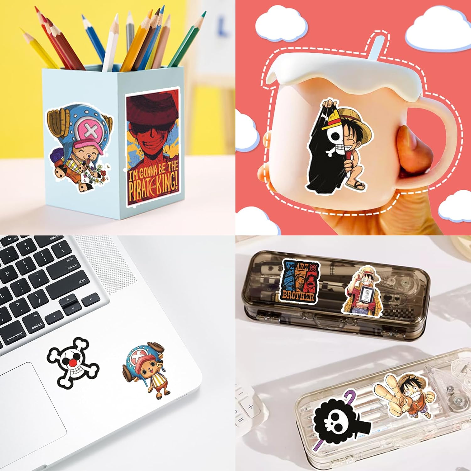 One Piece Stickers, 100 Pcs Waterproof Stickers Ubephant Style Decals Computer Skateboard Luggage Stickers Gifts for Kids