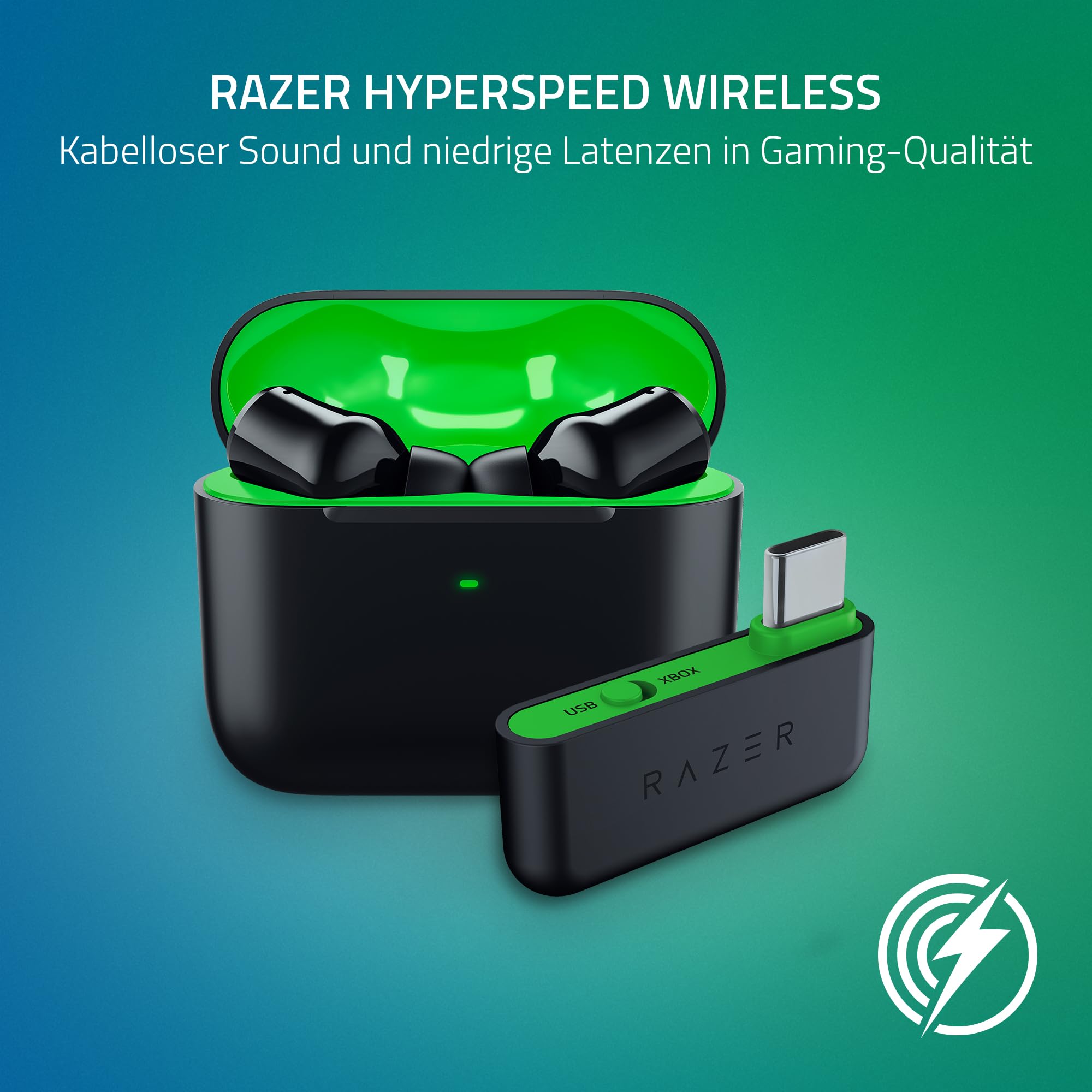 Razer Hammerhead HyperSpeed - Drahtlose Multiplattform-Gaming in ear Kopfhörer für Xbox (True Wireless Gaming Earbuds mit HyperSpeed Wireless & Bluetooth 5.3, Chroma RGB) Schwarz