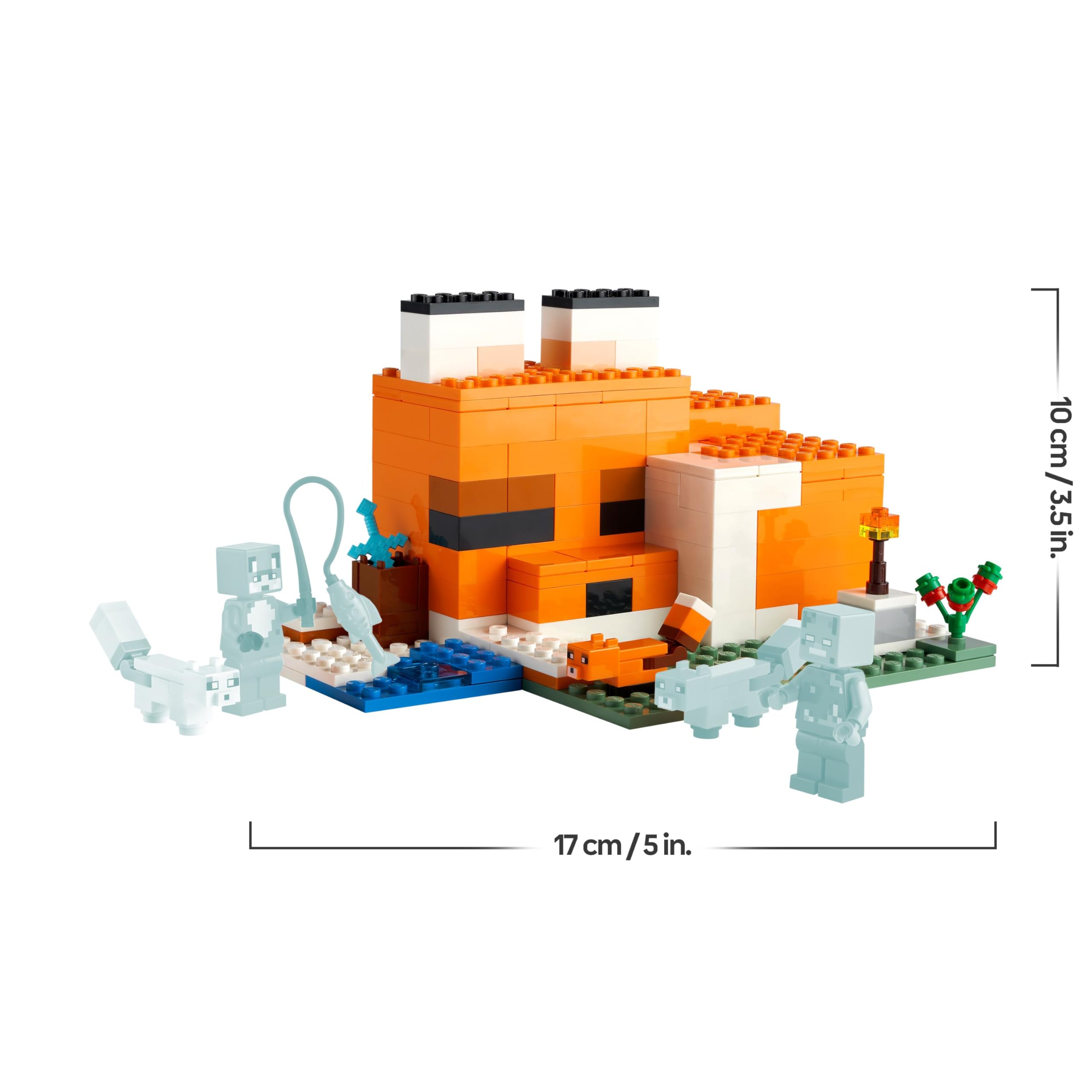LEGO Minecraft Die Fuchs-Lodge - Spielset mit Spielzeughaus - Gamer Geschenk mit Ertrunkenem, Füchsen und einem Helden in einem Fuchs-Skin - Spielzeug für Kinder ab 8 Jahren - 21178