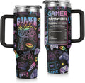 Gamer Geschenk, Geschenke für Männer, Geschenkidee für Computerspieler, Gaming-Fans und Zocker, Geburtstagsgeschenk, Geschenke für Papa Freund Mann, 40 OZ Thermobecher mit Deckel und Strohhalm