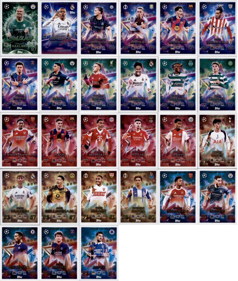 Bundle mit Topps Match Attax Champions League 2025/26 Trading Cards + Exklusive Collect-it Hüllen (Alle 4 Ball Master Karten)
