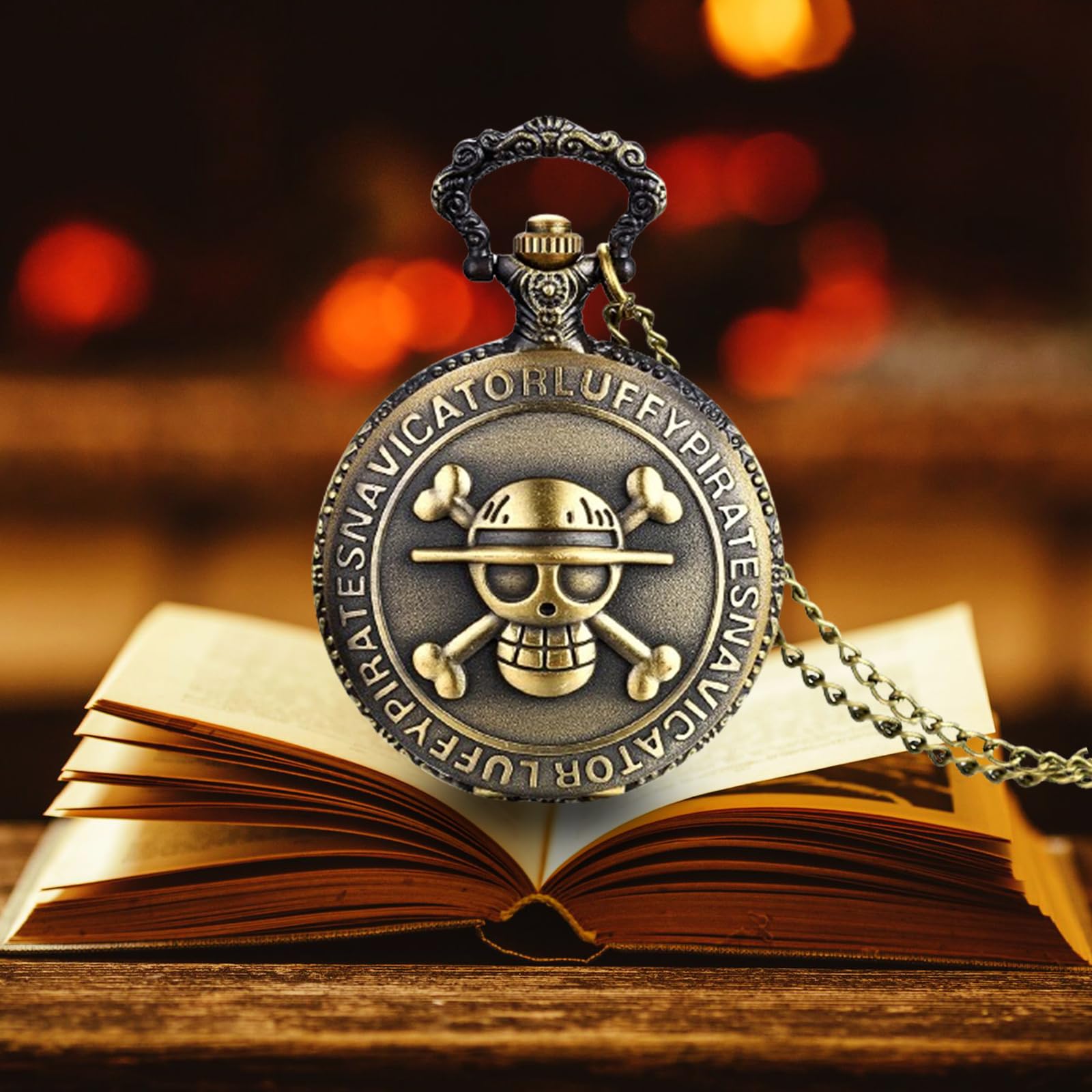 JewelryWe Taschenuhr Herren Damen Vintage: Retro Analog Quarz Kettenuhr Uhr Umhängeuhr mit Halskette Kette Pocket Watch Bronze Unisex Geschenk