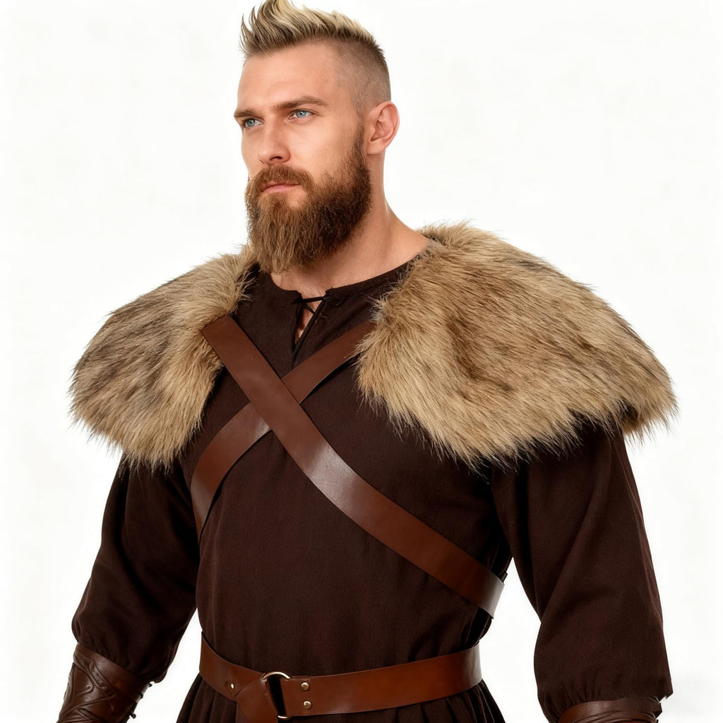 keland Viking Kunstfell Kragen für Männer Schal Capelet Wrap Kostüm Accessoire