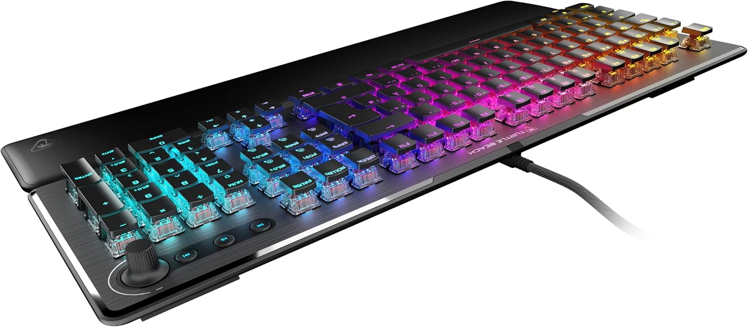 Turtle Beach Vulcan II Tactile mechanische RGB-Gaming-Tastatur DE Layout | Schwarz, TITAN-Mechanikschalter, RGB-Tasten, abnehmbare Handballenauflage, Mediensteuerung, Aluminiumplatte, Ziffernblock