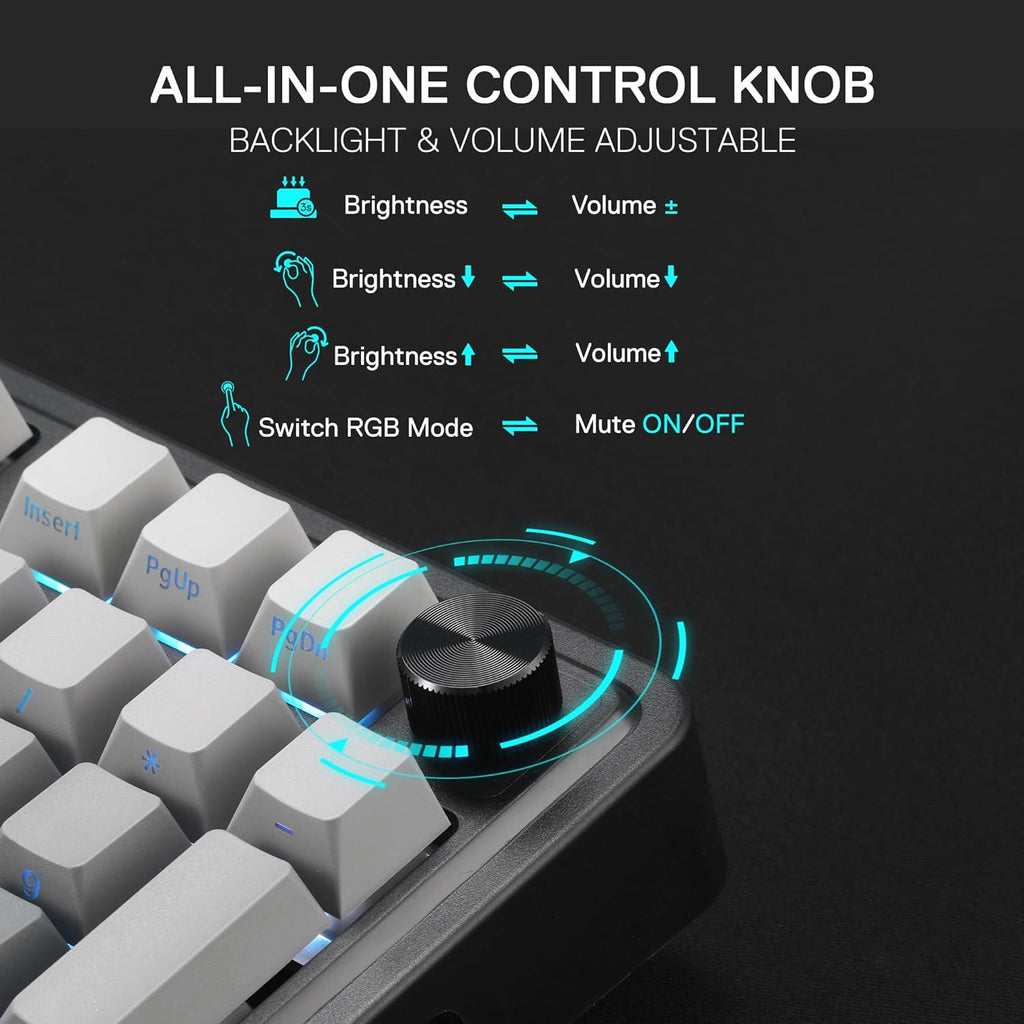 Redragon K686 PRO SE Anime Gasket Gaming Tastatur RGB 3 Modus 98 Tasten | Hot Swap Sockel Drehknopfsteuerung Geräuschdämpfende Pads Custom Hi Fi Linear