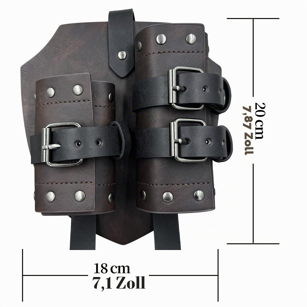 HiiFeuer Mittelalter Kunstleder Doppeltes Rückenschwert Frosch, Vintage Mercenary Verstellbares Schwertholster, Mittelalter Fantasy Rückenschwert Holster für LARP Kostüm