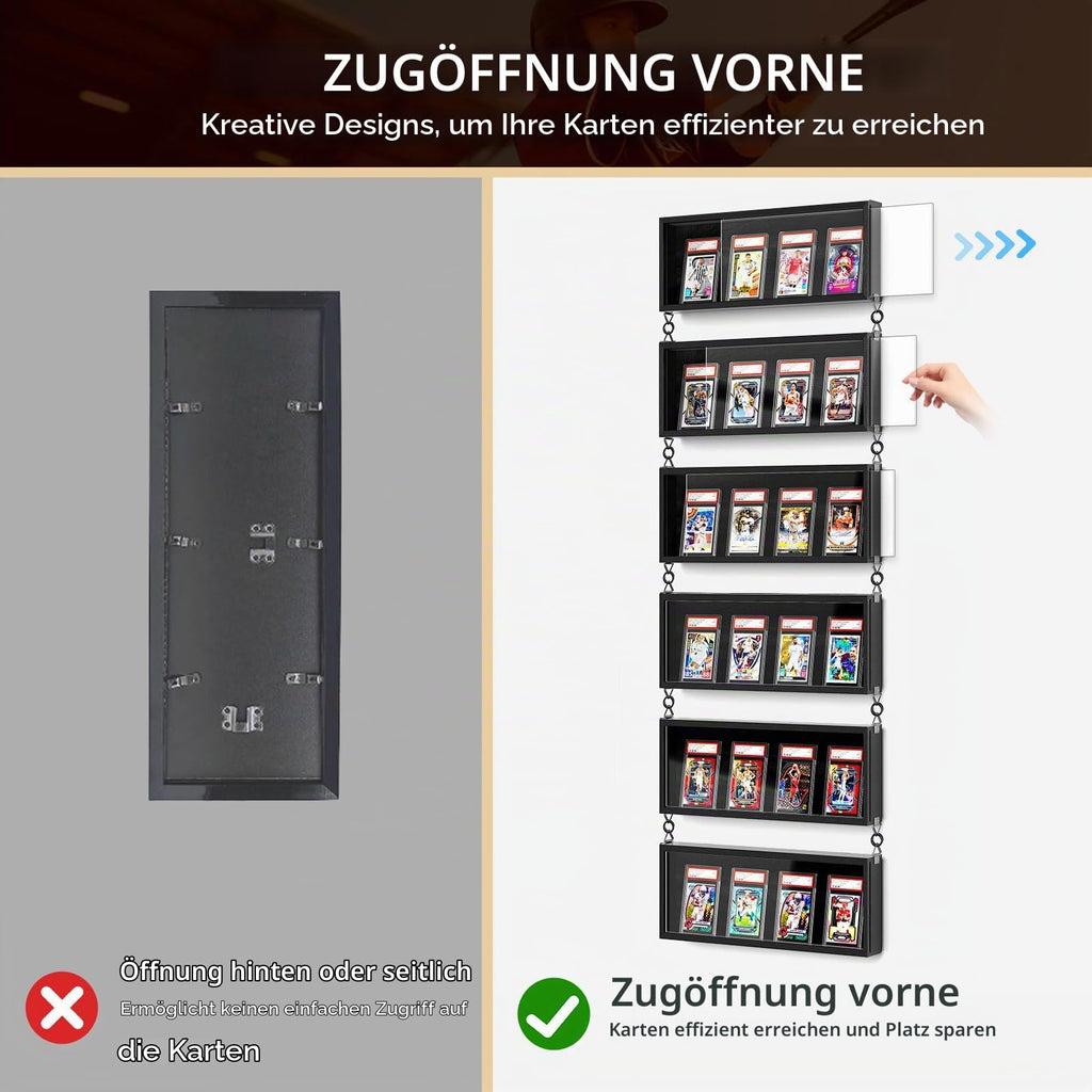 Sammelkarten Display Rahmen Wandmontage, 1er Pack Holz Sportkarten-Vitrine mit Transparent HD, Kartenrahmen Display für Sportkarten & Sammelkarten (Schwarz)