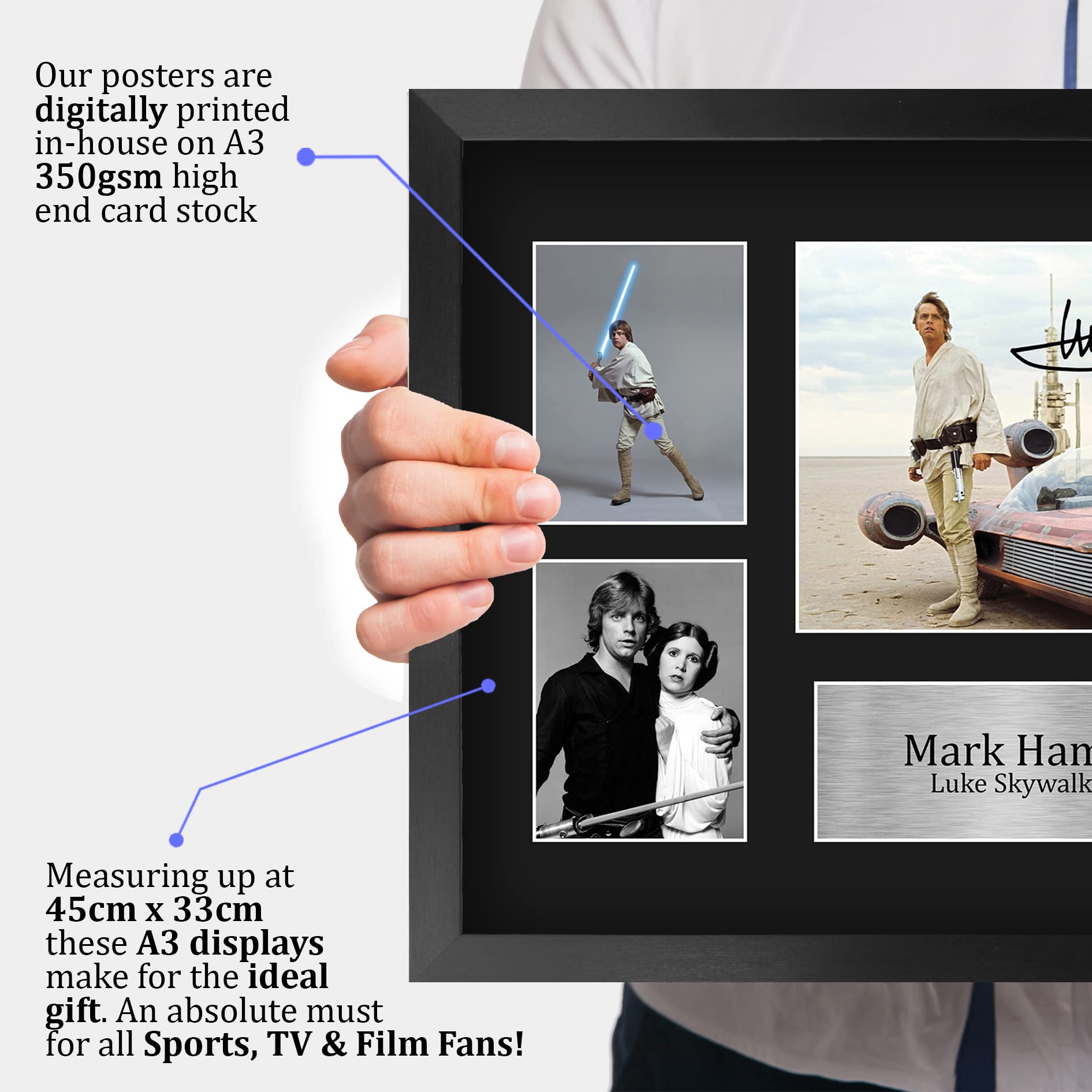 HWC Trading FR A3 Mark Hamill Star Wars Luke Skywalker Geschenke Gedruckt, Signiert Autogramm Bild Display Für Film-Erinnerungsstücke-Fans - A3 Eingerahmt